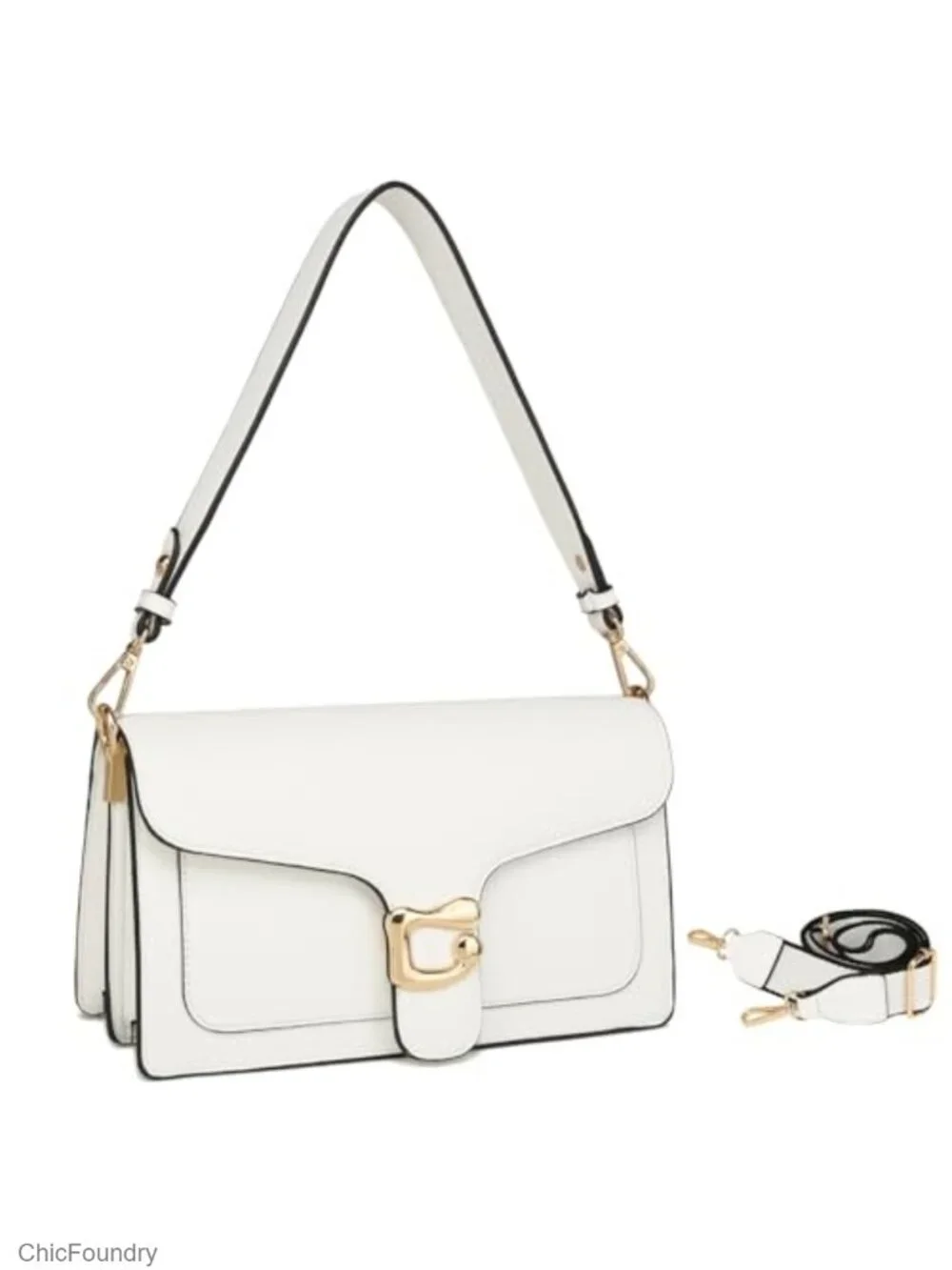 Leather Crossbody Bag with 2 Detachable Straps - Trendy Small Shoulder Purse